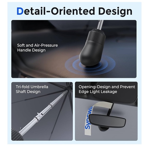 White Syncwire Car Windshield Sunshade Umbrella - Picture 4 of 8